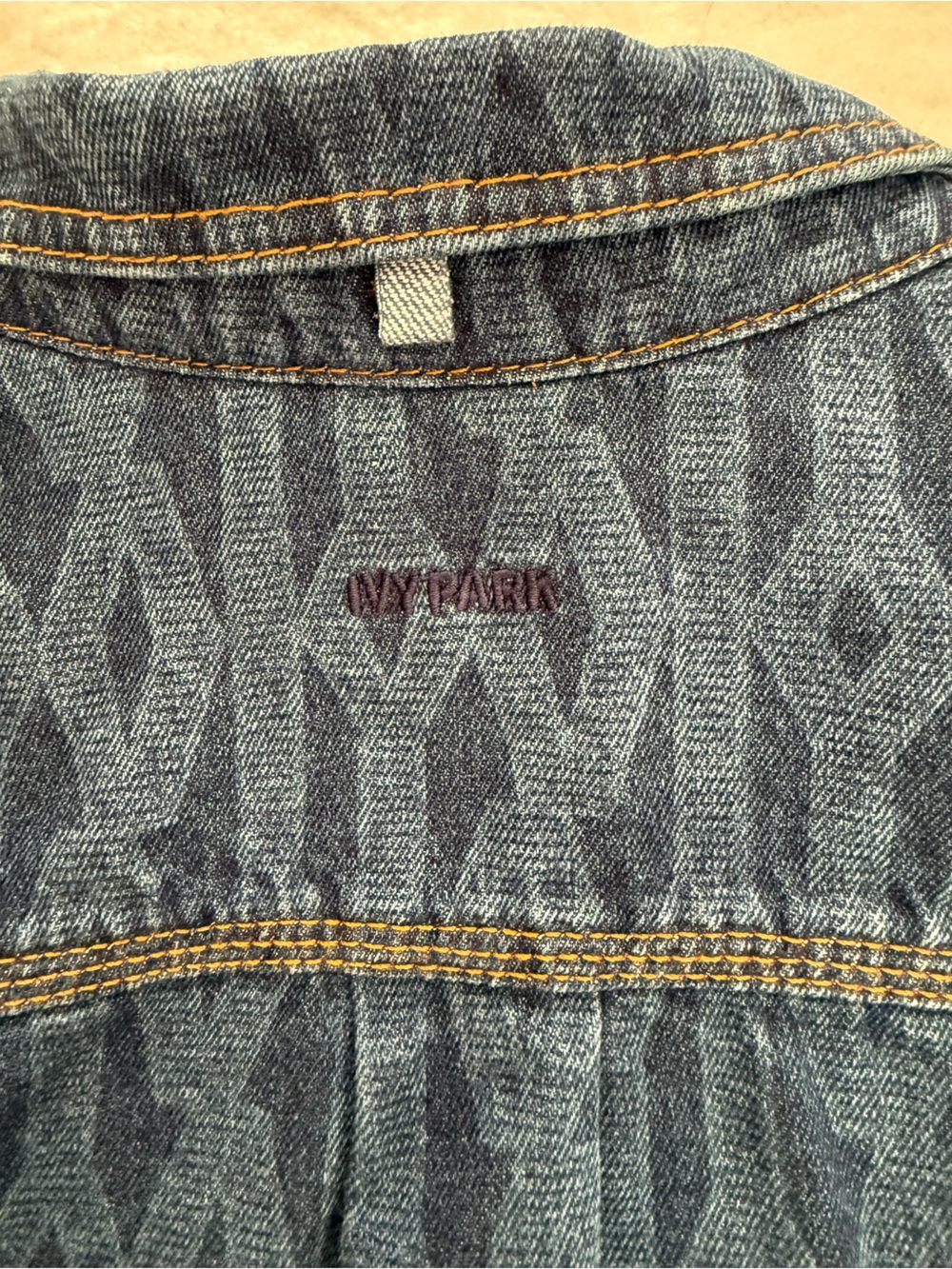 Adidas x Ivy Park Monogram L Denim Shirt Shacket Oversize Unisex Beyonce Stripes - Picture 4 of 12
